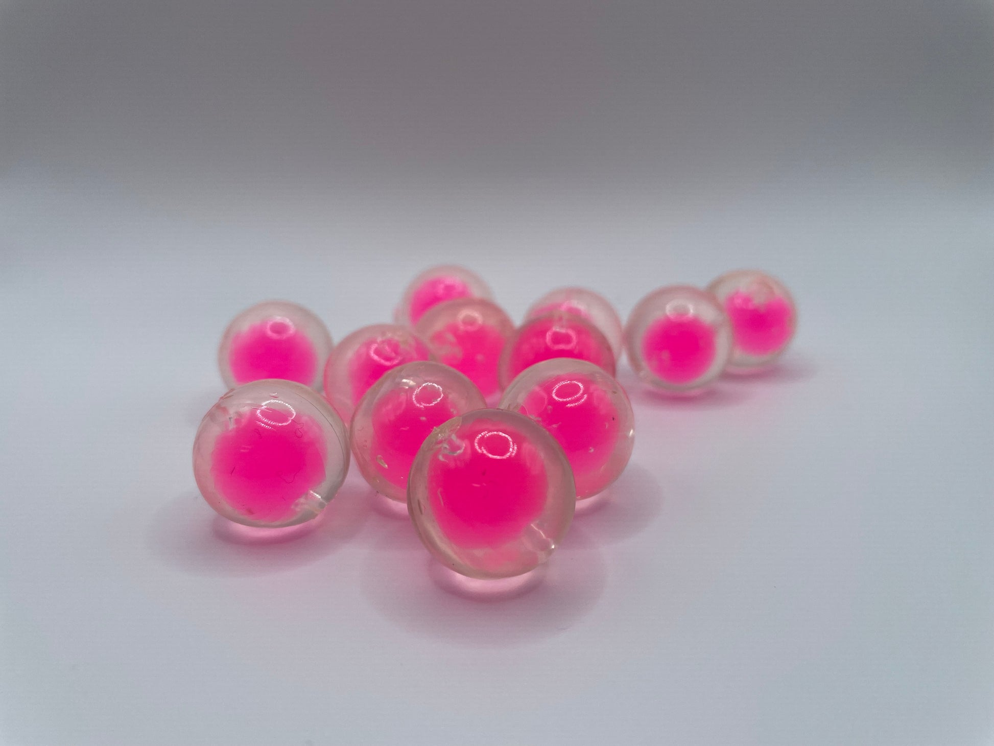 Embryo Soft Beads: Purple with Hot Pink Dot.
